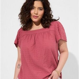 NWT Size 00 Torrid Mauve Textured Short Sleeve Blouse
